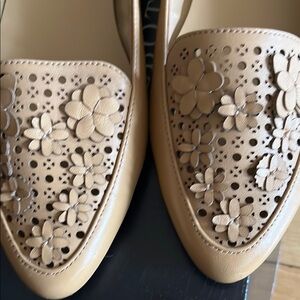 Talbots Elegant Tan Floral Loafers